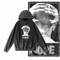 COOLMIND G21 Vintage Graphic Acid-Washed Black Hoodie