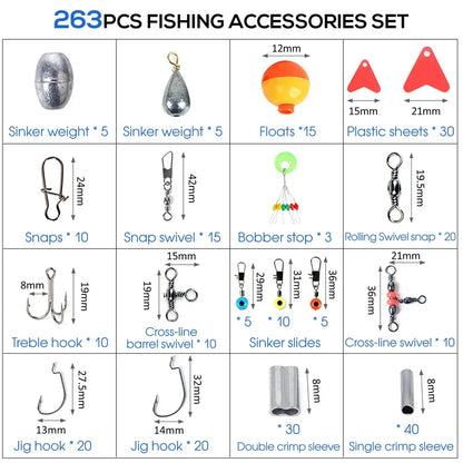 Outdoor Fishing Accessories Set with Tackle Box (263pcs) Habicare