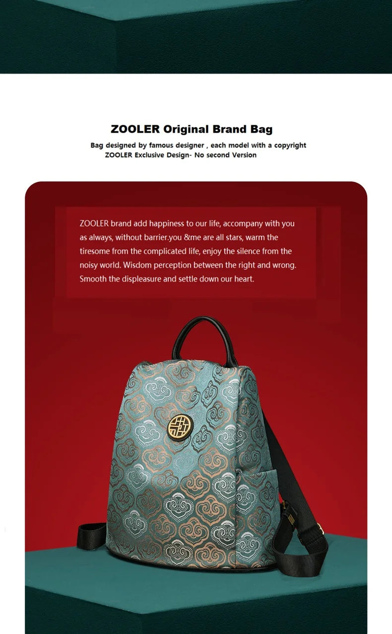 Limited New ZOOLER Handmade Cow Leather Backpack Women Fashion Bag Luxury Large Capacity Backpack Chinese Style #SC2050