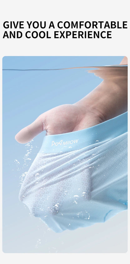 MiiOW Men's Summer Underwear - 3Pcs Silky Ice Silk Antibacterial Boxer Briefs