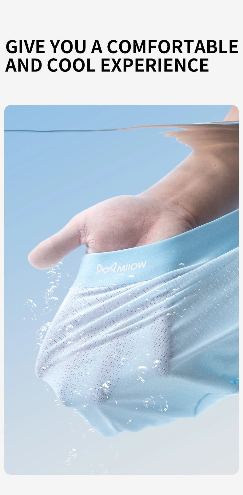 MiiOW Summer Cool Men's Underwear 6Pcs Antibacterial Ice Silk Boxershorts