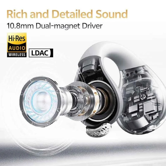QCY C30S Open Ear Bluetooth Headphones with LDAC Wireless Technology and 40H Playtime