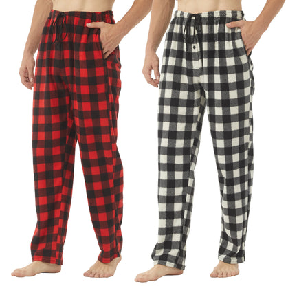 Ultimate Comfort: Men's Fleece Pajama Pants - 2 Pack Soft Plaid Lounge Bottoms