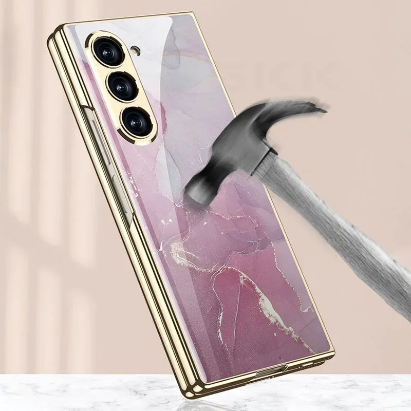 GKK Painted Tempered Glass Case for Samsung Galaxy Z Fold 6 & Galaxy Z Fold 5 Case - ShopHub