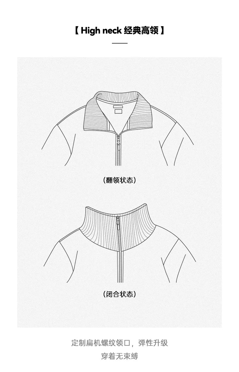 Maden Men's High Neck Warm Jacket Polar Fleece Lining Thickened Coat Casual Sports Style Cardigan Sweater Vintage Tennis Jacket