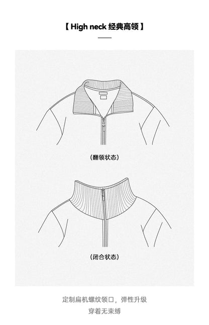 Maden Men's High Neck Warm Jacket Polar Fleece Lining Thickened Coat Casual Sports Style Cardigan Sweater Vintage Tennis Jacket