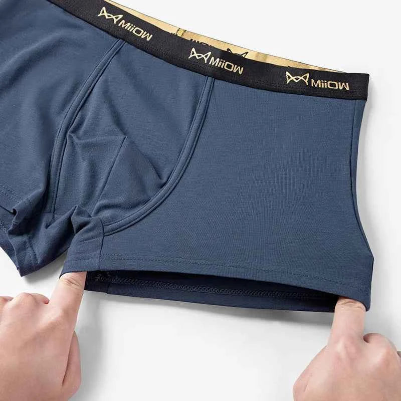 MiiOW 6Pcs Men's Cotton Underwear - Soft Antibacterial Breathable Boxer Briefs with Cotton Crotch