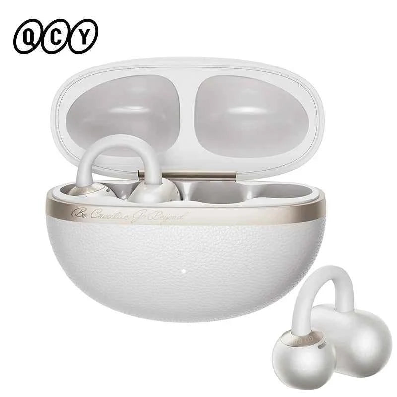 QCY CT06 Open Ear Wireless Earbuds with 4-Mic Calls and Bass Boost - Bluetooth 6.0 Clip-On Sports Headphones with 35 Hours Playtime