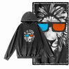COOLMIND Lion Graphic Pullover | Acid-Washed Black