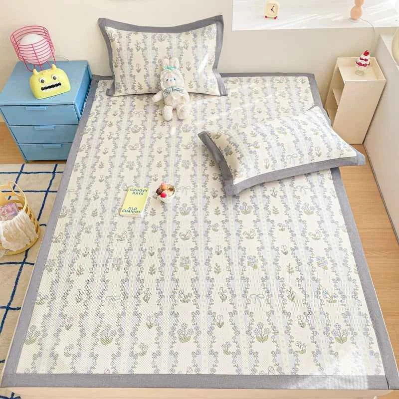 High-end Ice Silk Summer Cooling Mat for Bed Cool Feel Breathable Sleeping Mat Adult Child Bed Mat Summer Bed Sheet Pillowcases