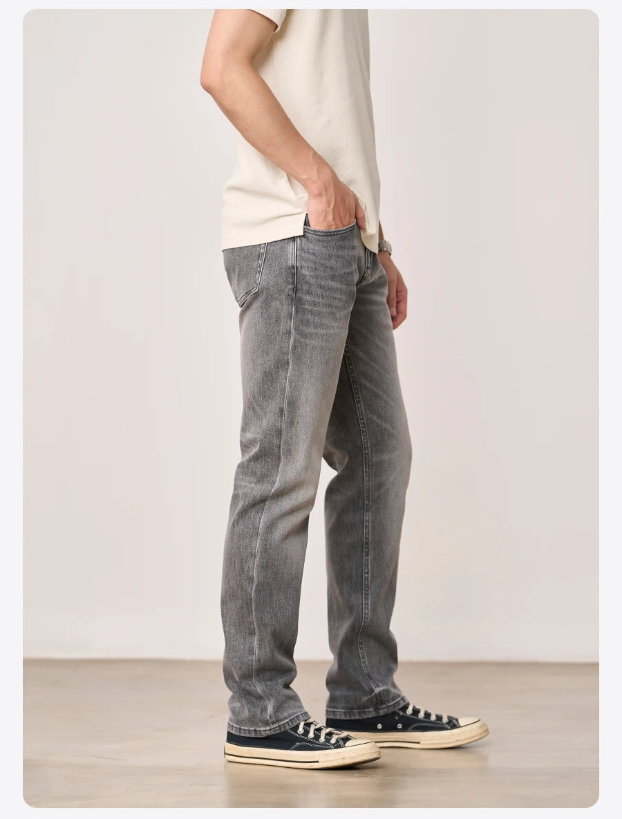 SIMWOOD【CT03/RS04】13.4OZ  Enzyme Washed Jeans Men 4-Way Stretch Denim Pants High Elastic