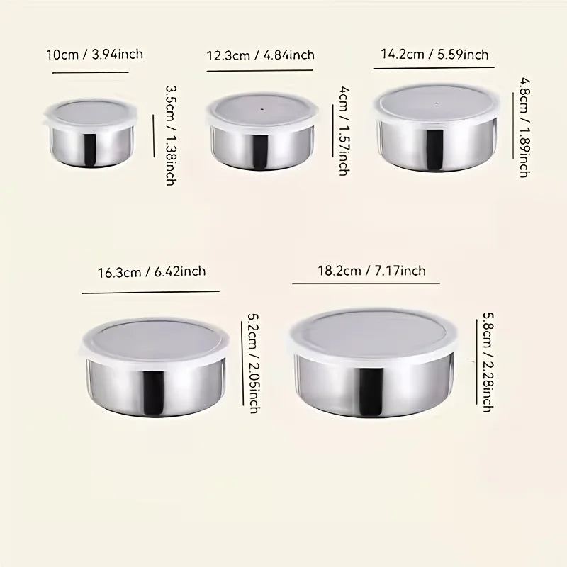 5-Piece Stainless Steel Food Containers Set