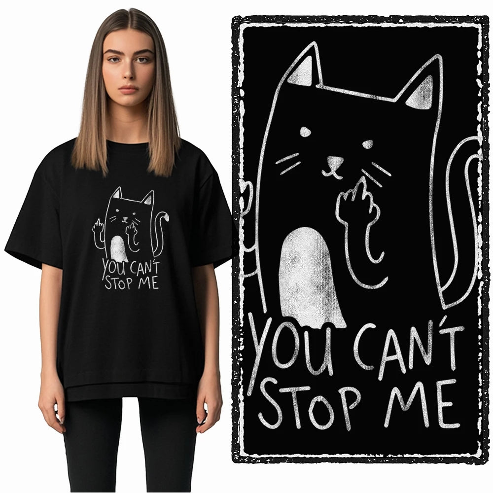 COOLMIND Cat Graphic T-Shirt | Women's Relaxed Black Tee