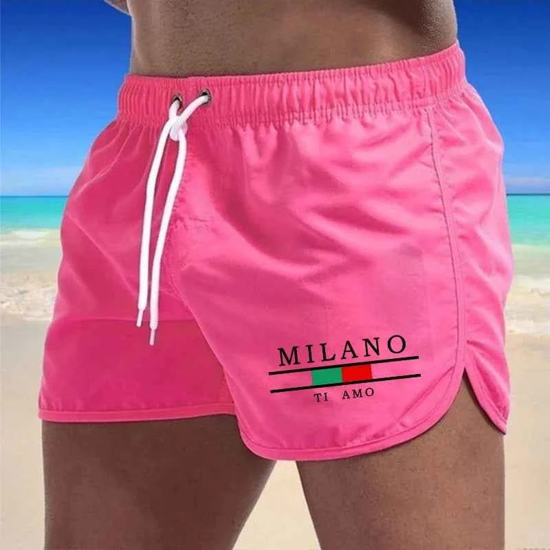 Men's Beach Trunks Summer Swim Gym Pants Quick Drying Swimming Homme Surf Ventilate Drawstring Fashion Casual Shorts 2026