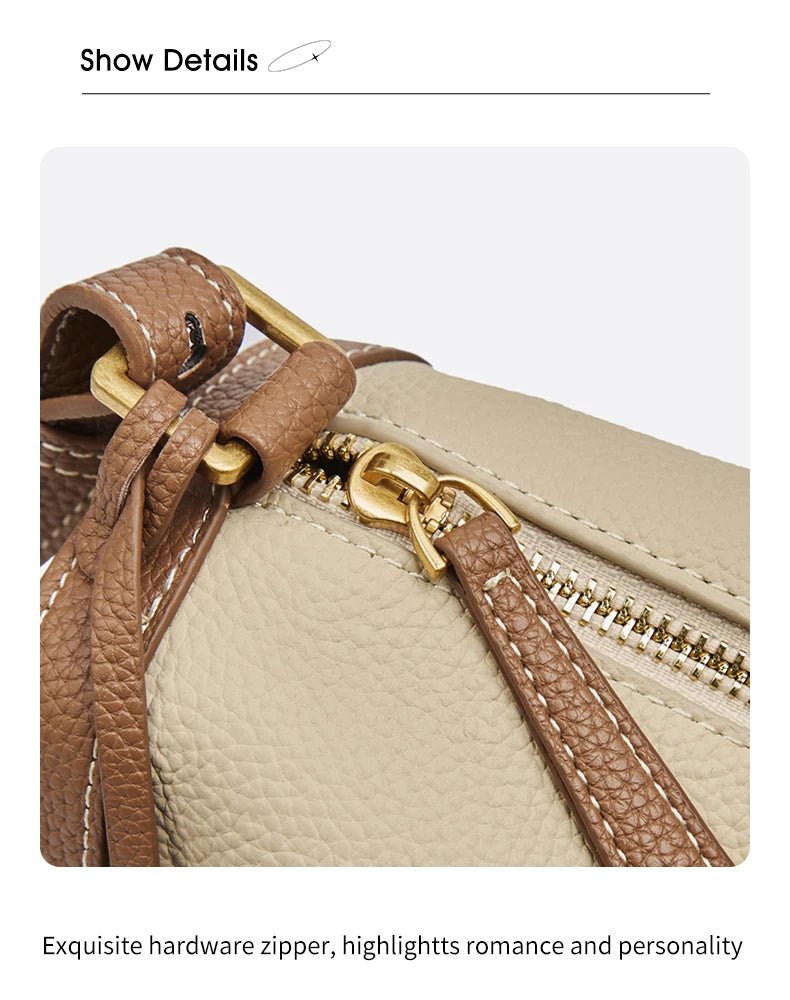 Women's Cowhide Leather Shoulder Bag Vintage Soft Messenger Handbag Fashion Crossbody Bags Female Underarm Bag DF900083S