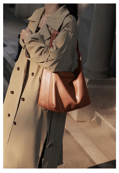 FOXER Large Soft Split Leather Shoulder Bag