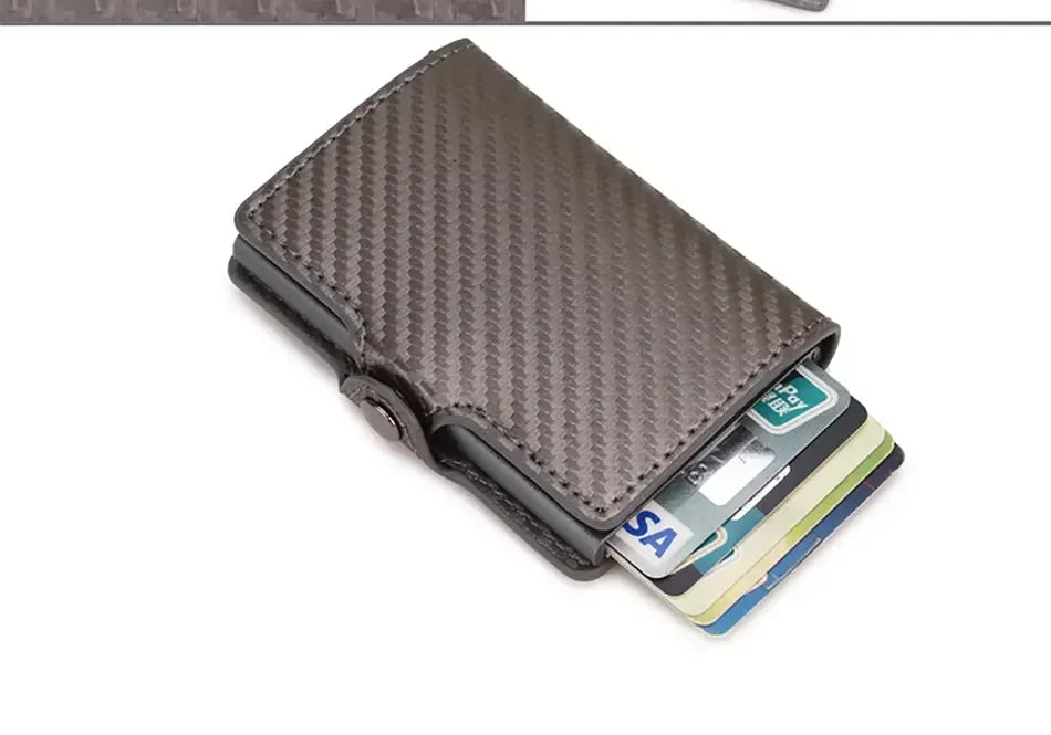 Rfid Blocking Credit Card Holders Money Clip Wallet Luxury Men Vallet Leather Metal Business Bank Cardholder Case Bifold Wallet