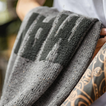 MADEN Grey Letter Jacquard Sweater