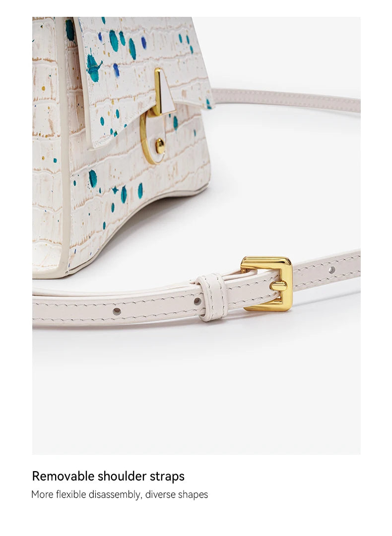 BAFELLI Floral Genuine Leather Half-Moon Bag
