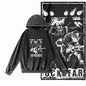 Night Prowler Cat Graphic Acid-Washed Black Hoodie