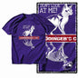 G49 Purple Big Size Cool 100% Cotton  Men's Cat Printed Graphic T-shirt |  Streetwear O-neck men's Tee Tshirt