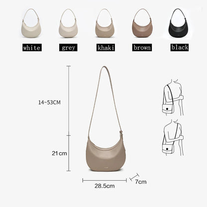 FOXER Women's Shoulder Bag PU Leather New Lady Crescent Underarm Bag Fashion Minimalist Crossbody Bag for Daily Casual Outfit