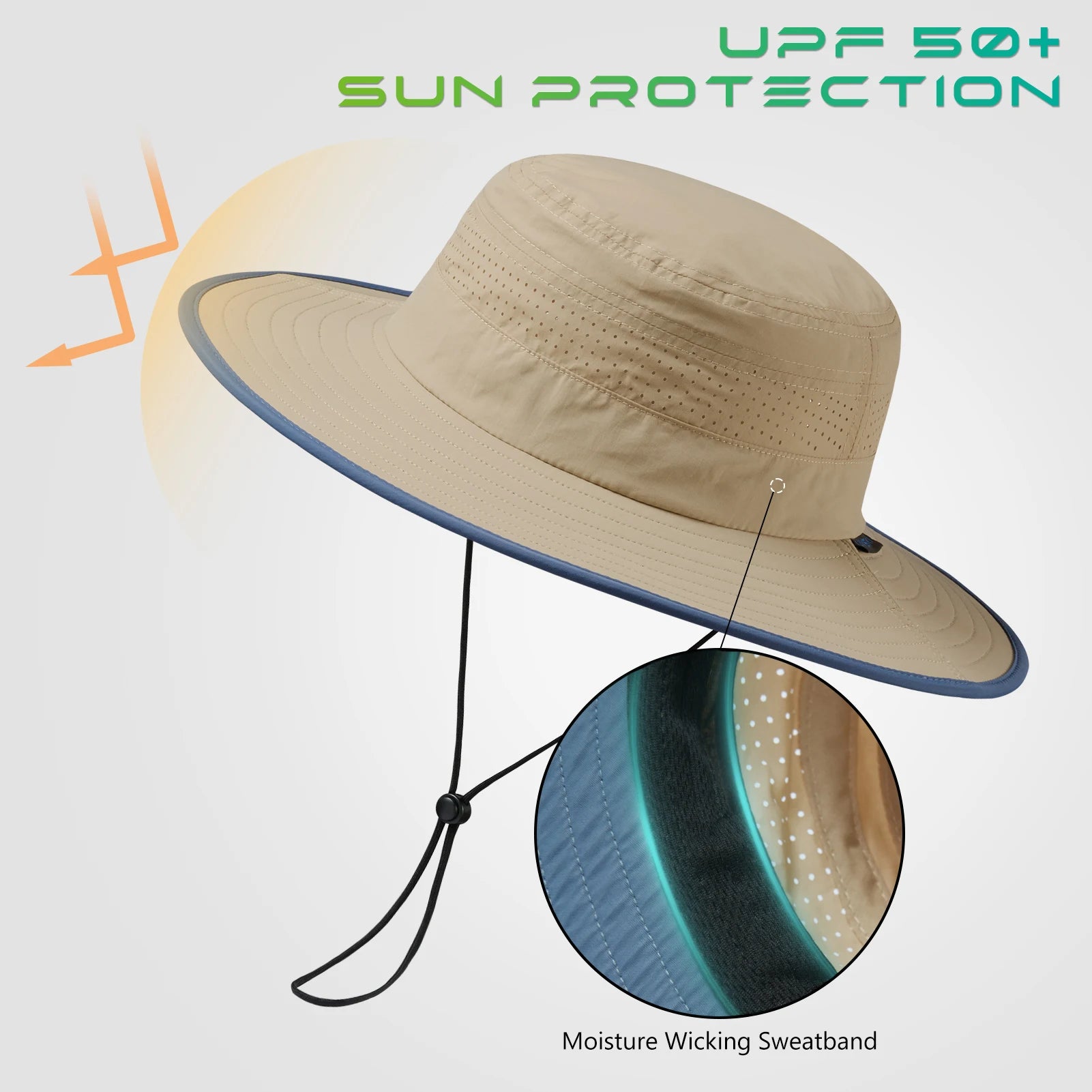 UPF 50+ Foldable Birm Water-Resistant Sun Bucket Hat
