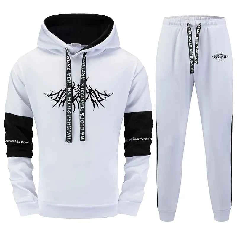 Men's Hoodie Sweatpants Set - Casual Sporty Outfit for Autumn Winter Y2K Hip Hop Fashion