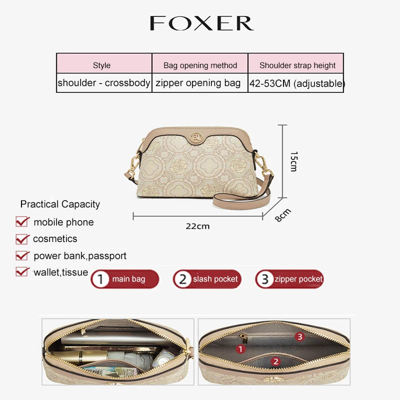 FOXER Chinese Style Embroidery Women Shoulder Underarm Bag