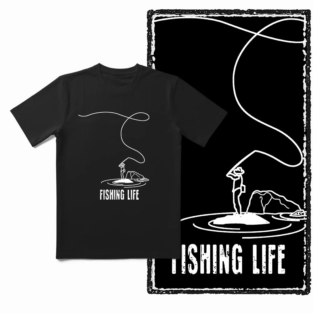COOLMIND Z1018 Funny Fishing Graphic Cotton Tee