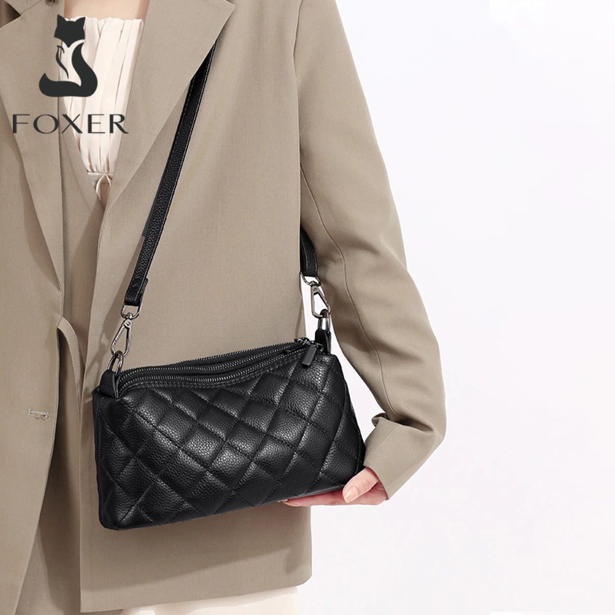 FOXER Genuine Leather Women's Shoulder Bag