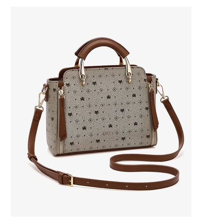 FOXER Vintage Leather Women Handbag Classic Top‑Handle Tote Bag PVC Leather Large Capacity Shoulder Bag Ladies Crossbody Purse