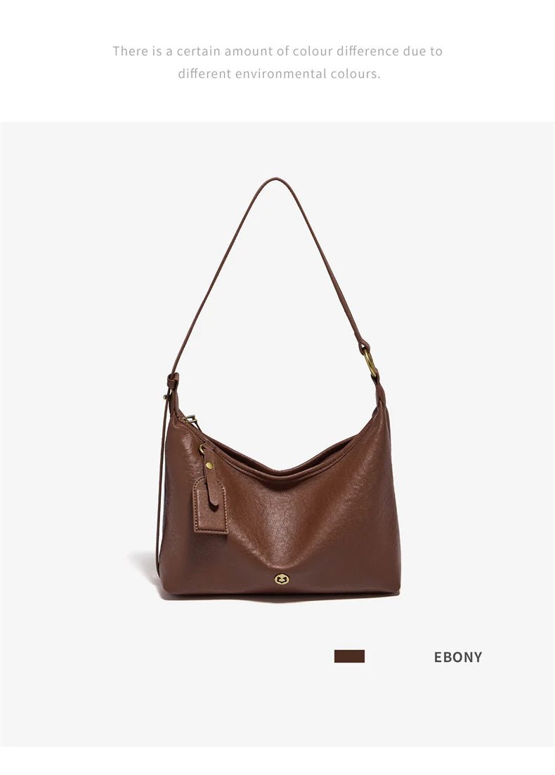 FOXER Genuine Leather Hobo Bag Lady Vintage Commuter Shoulder Bag Large Capacity Soft Leather Women Underarm Bag For Daily