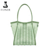 FOXER Light Green Women's Tote Bag, Fashion Waterproof TPU Handbag for Summer Travel & Commute, Lightweight Lady's Shoulder Bag