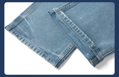 SIMWOOD High Standard 2026 Autumn New Loose Relax 12oz Fabric Denim Logger Pants Men Outdoor Workerwear Paint Splatter Jeans