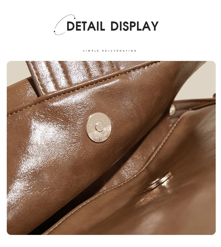 Retro Women's Shoulder Bag 2026 New Simple Large Tote Bag Split Leather + PU Female Soild Crossbody Bag Purse
