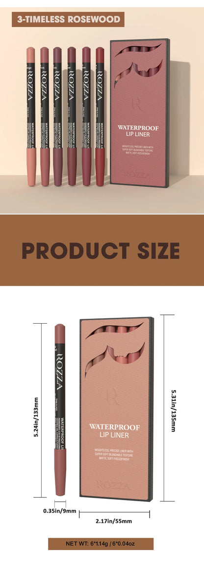 Rozza Waterproof Lip Liner Pencil Set