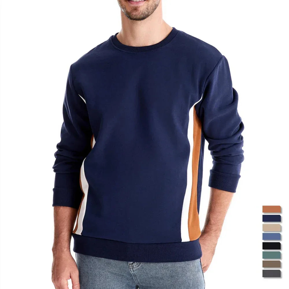 AIOPESON Patchwork Cotton-Blend Crew Neck Sweatshirts - ShopHub