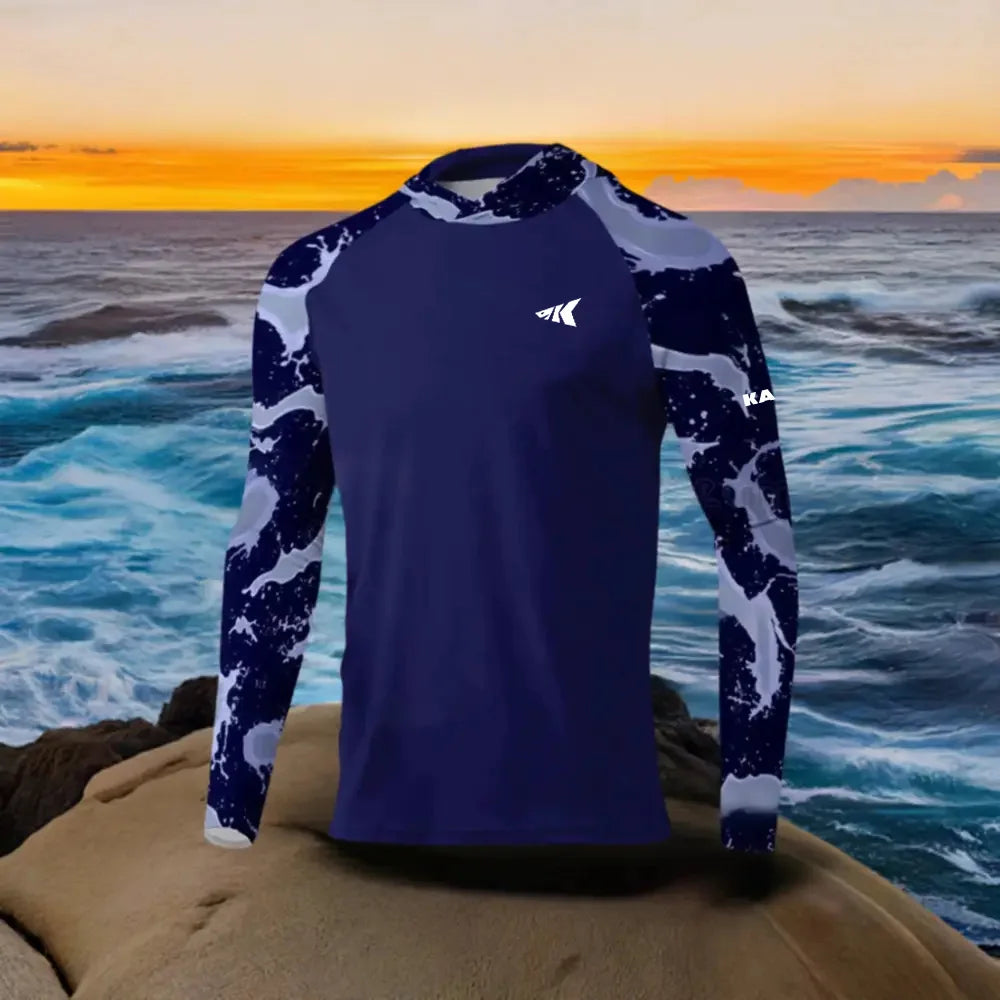 UPF 50+ Fishing Hoodie - Coral Splicing 3D Printed Quick Drying Breathable Outdoor Shirt for Ultimate Sun Protection