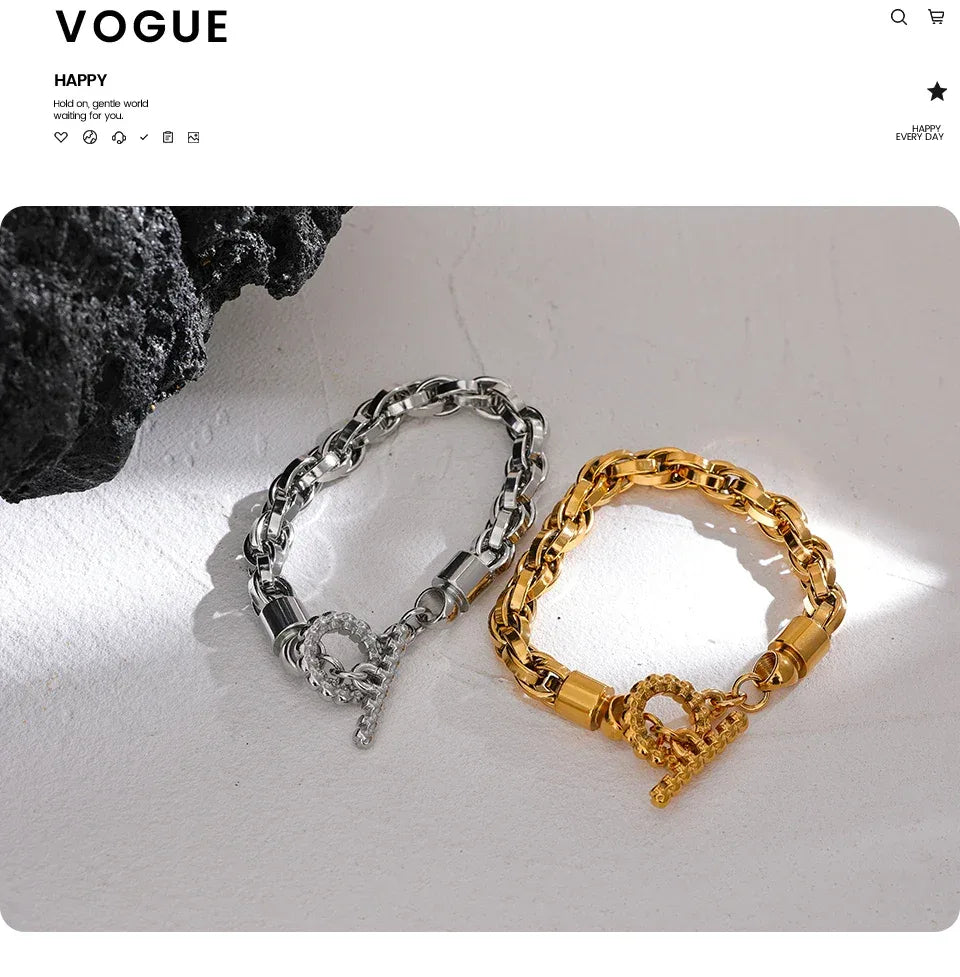 Stainless Steel Thicker Link Chain Bracelet - ShopHub