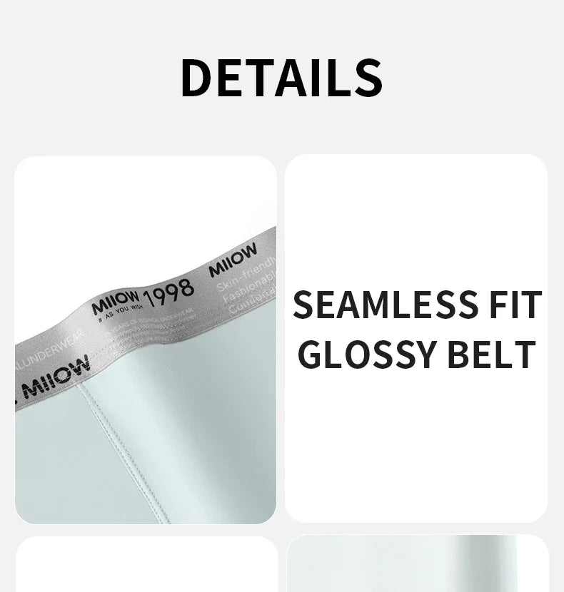 MiiOW Ice Silk Men Underwear - 3Pcs Ultra-thin Breathable Antibacterial Boxer Shorts
