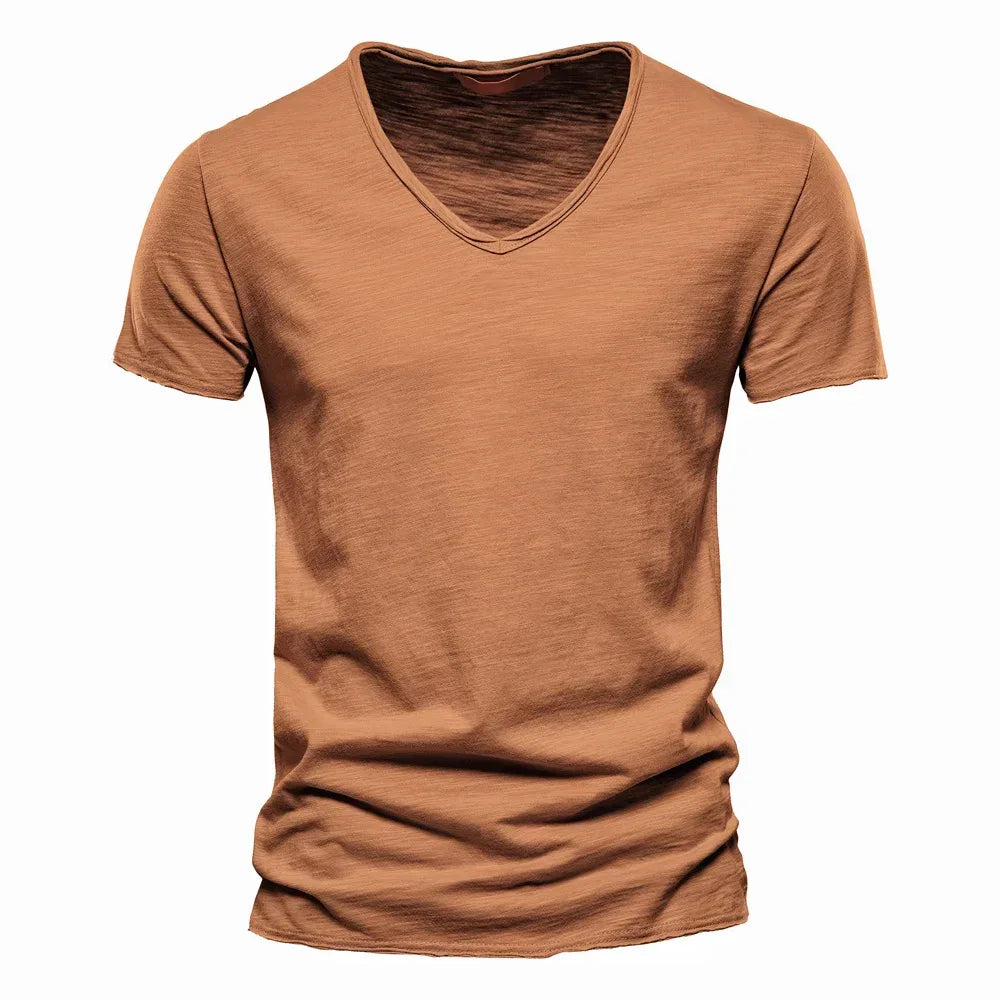 AIOPESON 100% Cotton Men's V-Neck T-Shirts - ShopHub