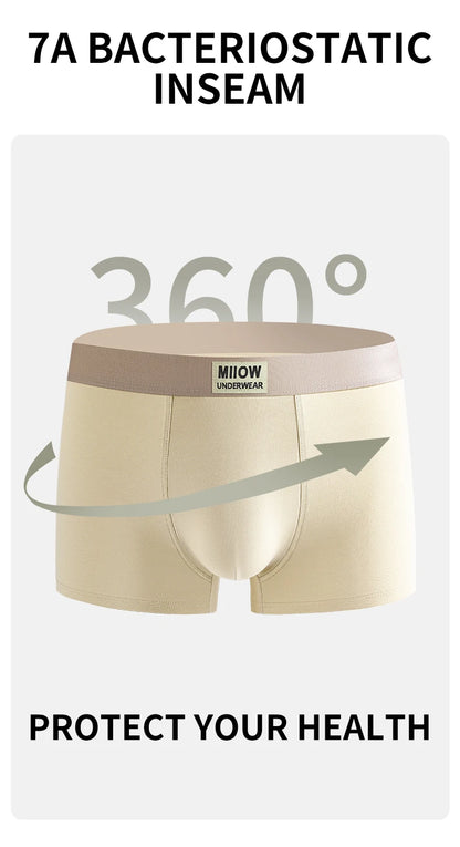 MiiOW 6Pcs Breathable Cotton Men's Underwear - Combed Cotton Antibacterial Boxer Briefs