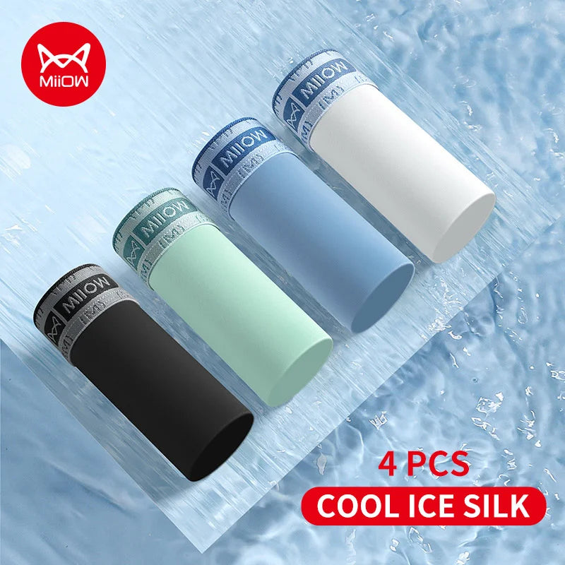 MiiOW Ice Silk Men's Underwear 4Pcs Boxer Trunks