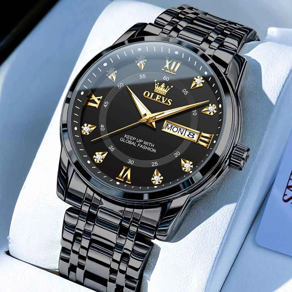 OLEVS 5513X Watch - Original Quartz Waterproof Luminous Watch with Zircon Scale, Perfect Gift for Men & Women in a Beautiful Box
