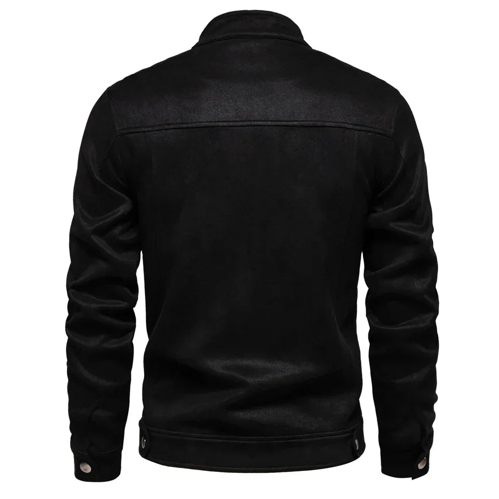 AIOPESON Men's Stand Collar Zip Suede Jackets - ShopHub