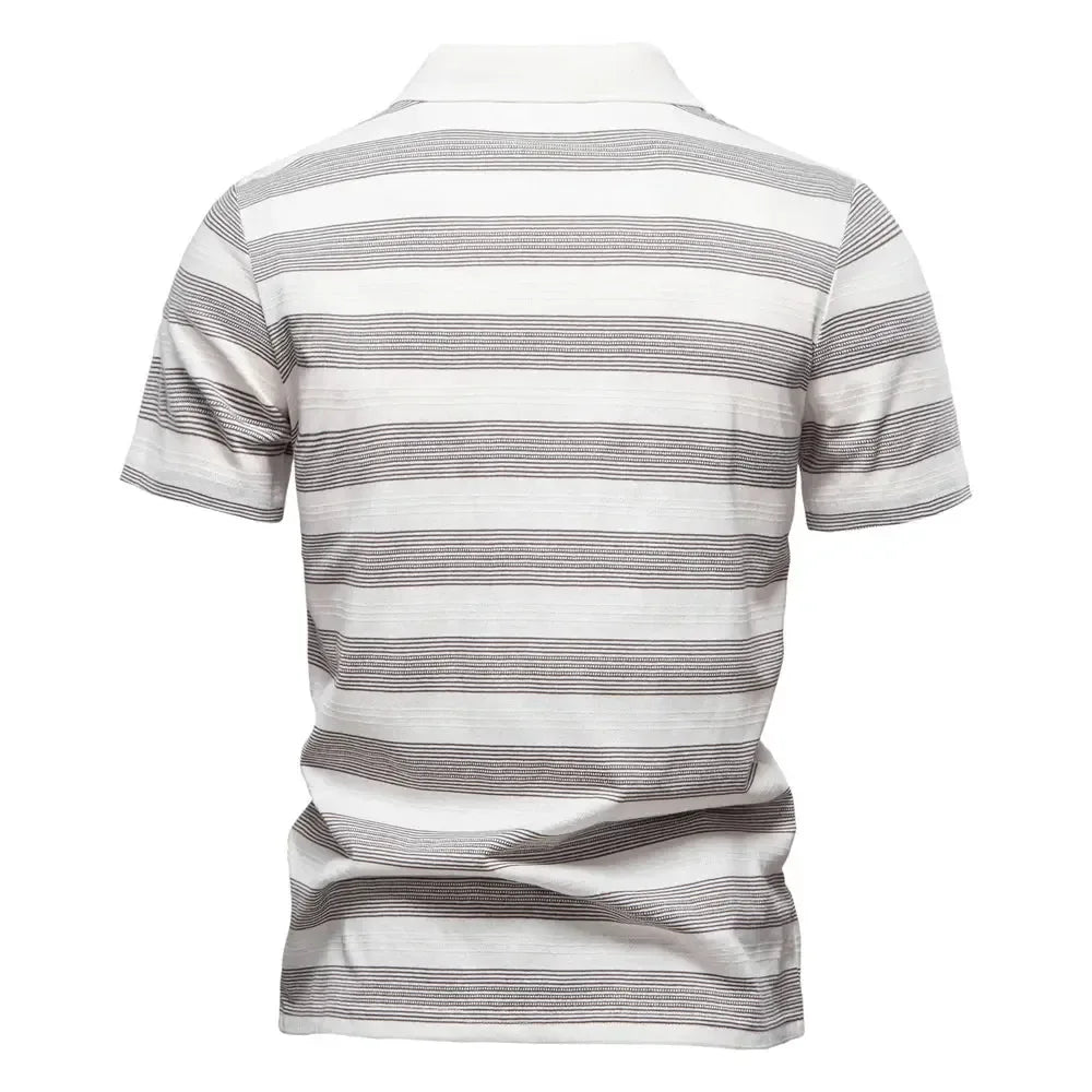 AIOPESON's Striped V Neck Cotton Polo Shirts - ShopHub