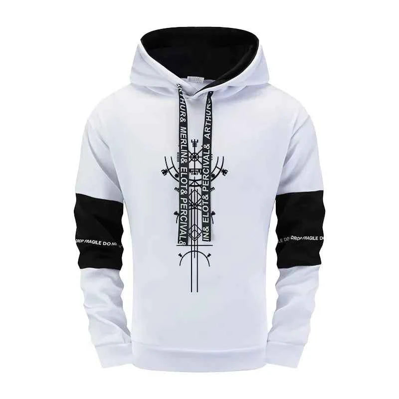 Mens Tracksuit Set Warm Hooded Sweatshirt and Sweatpants 2 Pcs Winter High Quality Casual Jogging Clothing in Black or White