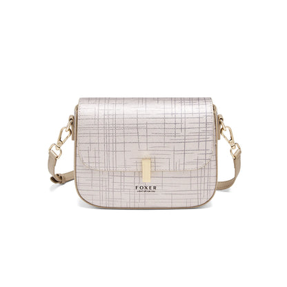 FOXER Female Shoulder Bag Split Leather Crossbody Bag Fashion Luxury Design Saddle Bag Commute Daily Use Gift for Lover