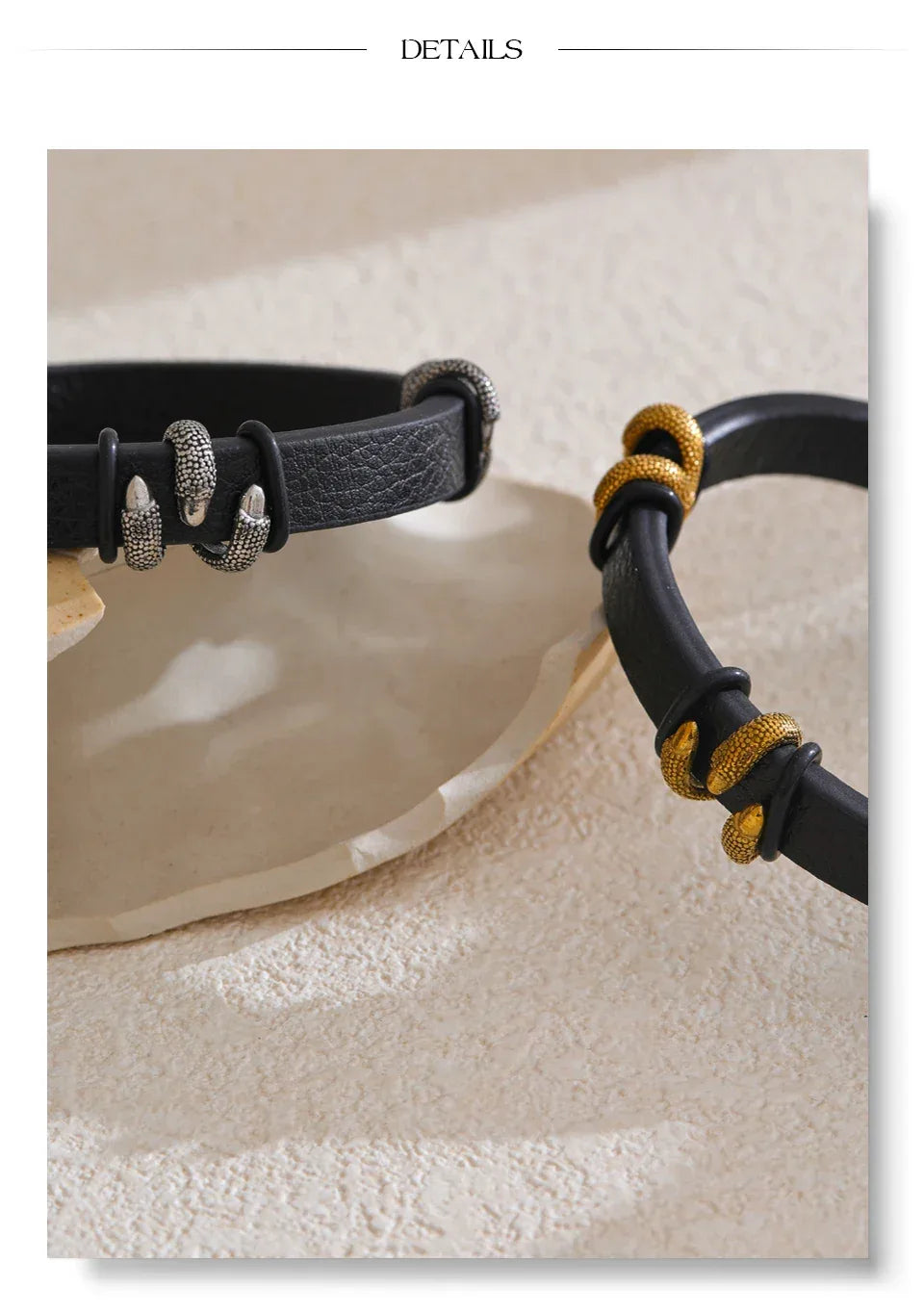 64mm Stylish Unique Leather Metal Claw Bracelet Bangle - ShopHub